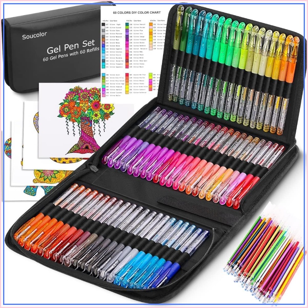 Gel Refill Pack - 120 Pack Glitter Gel Pens Set