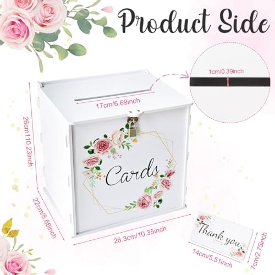 White Wedding Card Box with Lo - Card Index Box บทวิจารณ์และราคา