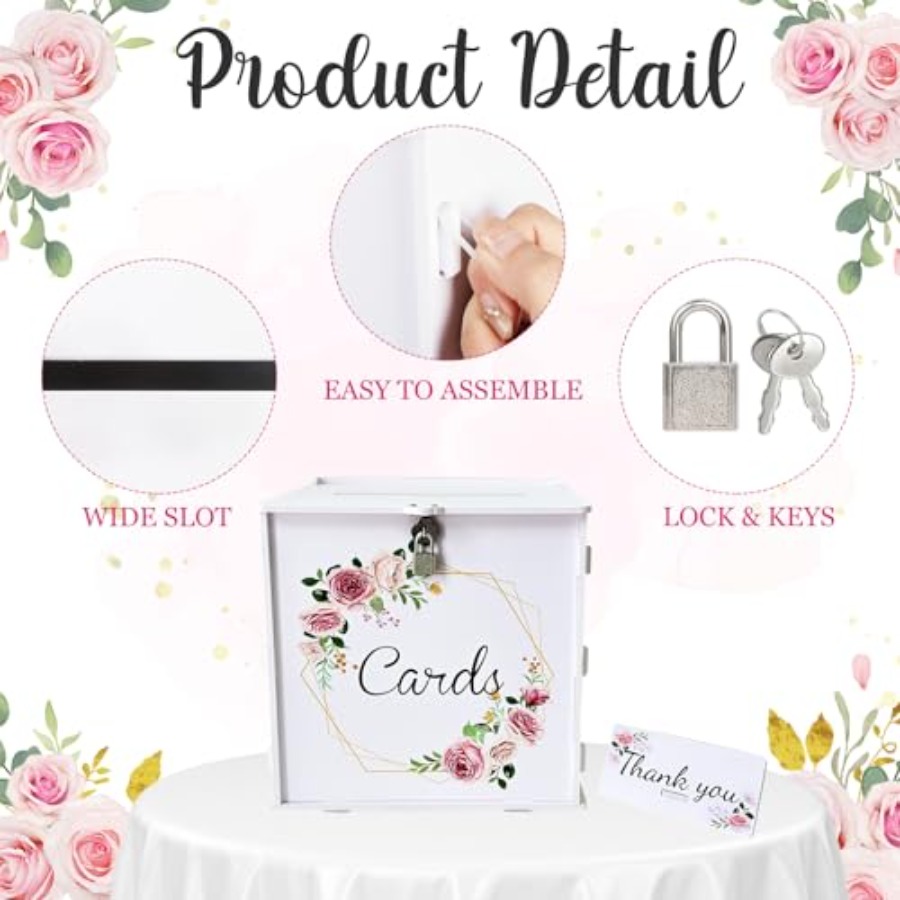 White Wedding Card Box with Lo - Card Index Box บทวิจารณ์และราคา
