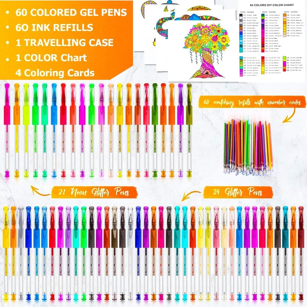120 Pack Glitter Gel Pens Set  - Gel Refill Pack บทวิจารณ์และราคา