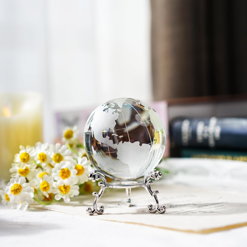 60mm Crystal Earth Globe Paper - Paper Weight Crystal บทวิจารณ์และราคา